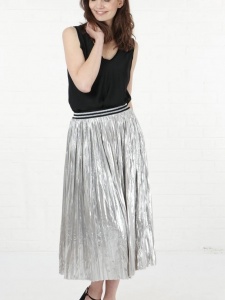 Silver pleated skirt shop uk